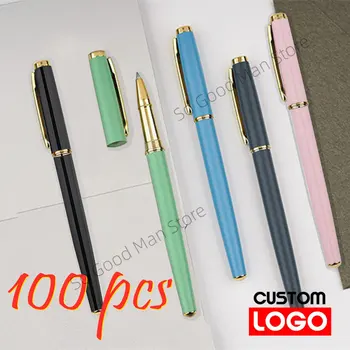 метална гел писалка 100шт Адаптивни логото на Подарък за мъже потребителското си име Луксозна писалка премиум Офис дръжка за реклама на едро