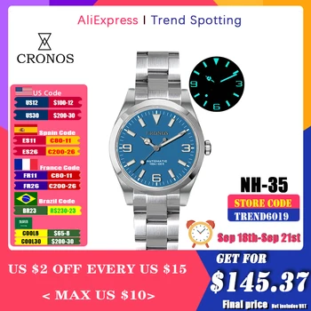 Луксозни мъжки часовник Cronos 36 мм серия Explore Climbing Модерен спортен часовник за двойки унисекс Автоматични механични часовници 10Bar