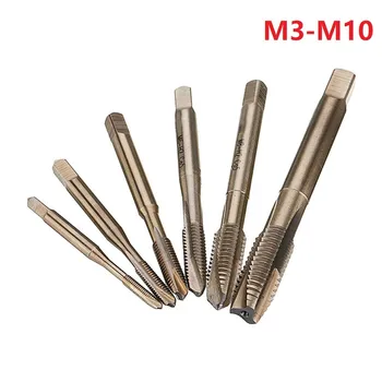 6шт M3/M4/M5/M6/M8/M10, Натиснете Дясната Ръка M35 Машина Спирала Канали Кранове HSS-Co Кобалт За обработка на метали Ръчни Инструменти