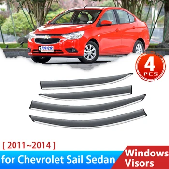 Дефлектори за Chevrolet Sail Седан 2011 ~ 2014 2012 2013 Аксесоари Авто Прозорец Козирка Навес, Тапицерия на Предното Стъкло, Големи Земни Вежди