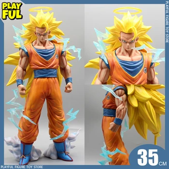 35 см Аниме Фигурка на Dragon Ball Z son Goku Ssj3 Фигурка Супер Сайян 3 Goku Gk Pvc Фигурка Статуя Модел Играчки Кукли Подаръци Pvc