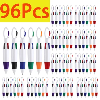 96 бр., прибиращи дръжки-совалки с карабинка, химикалки 4 в 1, разноцветни химикалки с брелком-катарама отгоре