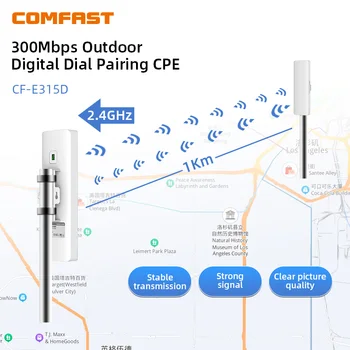 COMFAST CF-E315D 1 КМ от Точка до Точка Цифрова Дальнобойная Външната комисия на еп на Безжична точка за достъп Мост 300 Mbit/s, WIFI CPE WI-FI Антена Nanostation
