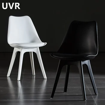 Ресторант стол UVR Висококачествен домашен модерен минималистичен пластмасов стол за отдих Цветен стол с облегалка Удобен стол за хранене