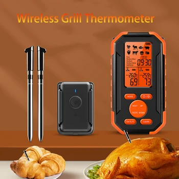 Цифров безжичен термометър за готвене на закрито с грил за месо за кухненски термометър, сензор за температура за готвене във фурната на открито Цифров безжичен термометър за готвене на закрито с грил за месо за кухненски термометър, сензор за температура за готвене във фурната на открито 0