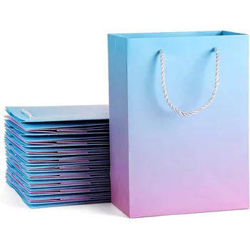 Произведено по поръчка печат на логоса Син розов цвят, наклон опаковка хартиени подаръчни торбички пазарска чанта картонена чанта