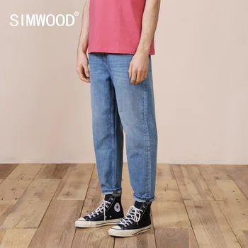SIMWOOD 2022, летни пролетни нови свободни зауженные дънки, мъжки модни дънкови панталони от 100% памук с дължина до глезена, панталони големи размери