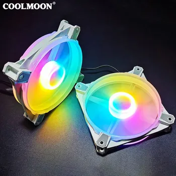 Coolmoon цвета RGB фен на корпуса 12 см настолен компютър мейнфрейм Промяна на цвета на led корпуса Вентилатор за охлаждане на процесора охладител