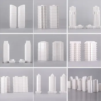Модел на сградата в мащаб 1:300/1000, пясък маса, мини-бял модел на сградата, модерен дом, апартамент, офис, модел играчки