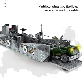 Градивен елемент на Втората световна война Тухли военна машина на Съединените Щати WW2 Lcm3 Играчки за десантни кораби Колекция на армейски фигурки за подарък на момчето