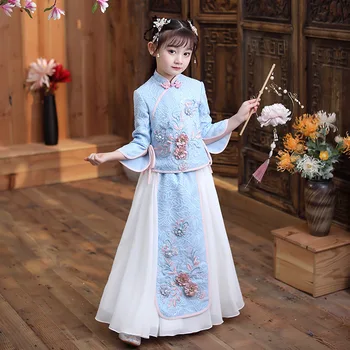 Бебешка рокля Hanfu за момичета в китайски стил, супер-страхотна рокля, реколта костюм за малко момиче, бебешка рокля, пролетно-летни дрехи