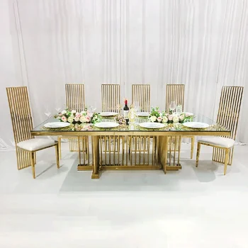 Мебели за дома трапезария класически дизайн, лесен модерна стъклена маса за хранене комплект столове