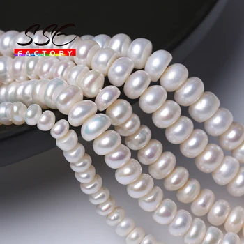 5A Мъниста от 100% естествени перли, бели мъниста във формата на копчета, сладководни культивированные свободни мъниста 15