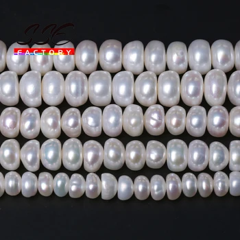5A Мъниста от 100% естествени перли, бели мъниста във формата на копчета, сладководни культивированные свободни мъниста 15