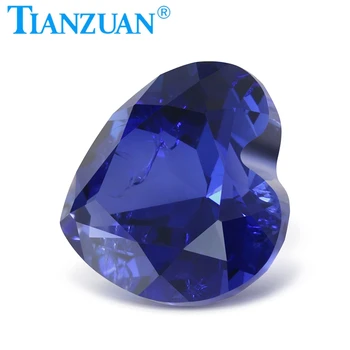 Изкуствен сапфир, синтетичен корунд 33 #, светло син цвят, камък във формата на сърце, с пукнатини и включвания, отделяща камък Изкуствен сапфир, синтетичен корунд 33 #, светло син цвят, камък във формата на сърце, с пукнатини и включвания, отделяща камък 2