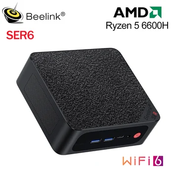 Beelink SER6 Windows 11 Pro Мини-КОМПЮТЪР AMD Ryzen 5 6600H 6-ядрени DDR5 16 GB SSD 500 GB NVME Wifi6 PCIE 4.0 Тенис на компютърни Игри