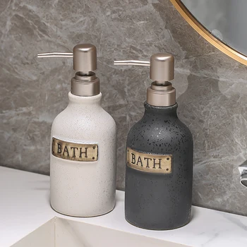 Ретро керамична бутилка за дезинфектант за ръце за еднократна употреба, празна опаковка шампоан, душ гел, сапун за ръце, контейнер за душ за баня