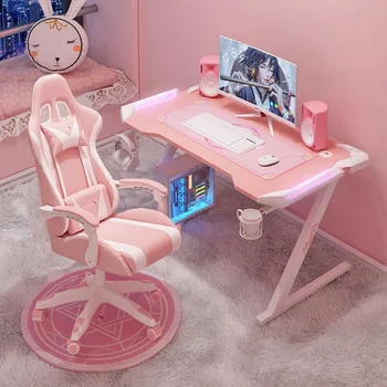 Нов розов игралната маса RGB подсветка модерен женски котва компютърна маса за спални работно бюро за момичета и момчета черна маса 100/120 см маса