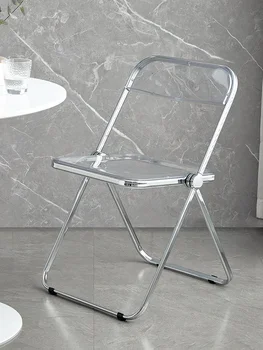 Стол акрилни Моден тренд на магазин за дрехи Снимка стол е Просто домашен кът стол Ins Стол сгъваем стол