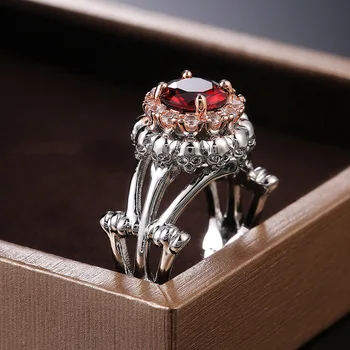 Черепа на скелет, богемное пръстен с инкрустиран червен кристал, женски пръстен, модерно австрийското пръстен с инкрустиран от планински кристал, аксесоари за партита, бижута Черепа на скелет, богемное пръстен с инкрустиран червен кристал, женски пръстен, модерно австрийското пръстен с инкрустиран от планински кристал, аксесоари за партита, бижута 1