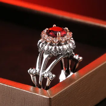 Черепа на скелет, богемное пръстен с инкрустиран червен кристал, женски пръстен, модерно австрийското пръстен с инкрустиран от планински кристал, аксесоари за партита, бижута Черепа на скелет, богемное пръстен с инкрустиран червен кристал, женски пръстен, модерно австрийското пръстен с инкрустиран от планински кристал, аксесоари за партита, бижута 2