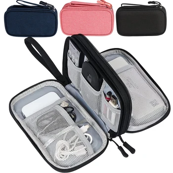 НОВА чанта-органайзер за пътуване, организаторите за съхранение на кабели, калъф за носене, преносим водоустойчив двуслойни чанти за съхранение на захранващия кабел