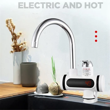 Бойлер незабавен електрически Дисплей на температурата незабавен кран за подгряване на топла вода за кухнята, банята, штепсельная вилица ЕС
