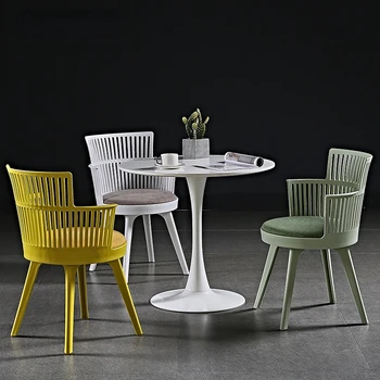 Трапезария стол Nordic Ins с облегалка, домакински пластмасов стол, прост, модерен, може да се поставят в една купчина, уличен стол за магазин чай с мляко
