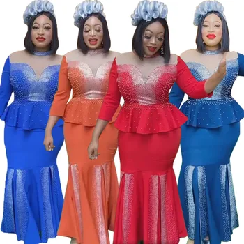 Комплект дрехи големи размери от две части, африканска жена в сватбена рокля, Анкара, дашики, блузи, поли, костюми, Южна Африка, Vetement Femme