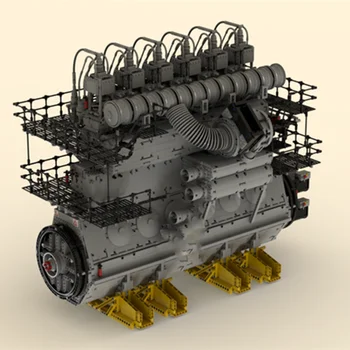 High-performance блок с технологията на MOC турбокомпресор с шестцилиндров дизелов двигател в събирането на играчка модел подарък за рожден ден