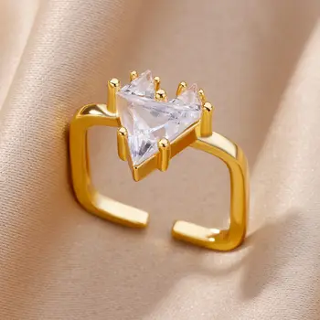 Дамски пръстен със синьо сърце, регулируем пръстен от неръждаема стомана, нестандартен 2023 година в дизайна, сватбени естетически декорации anillos Дамски пръстен със синьо сърце, регулируем пръстен от неръждаема стомана, нестандартен 2023 година в дизайна, сватбени естетически декорации anillos 1