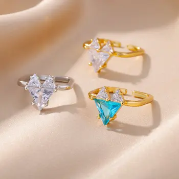 Дамски пръстен със синьо сърце, регулируем пръстен от неръждаема стомана, нестандартен 2023 година в дизайна, сватбени естетически декорации anillos Дамски пръстен със синьо сърце, регулируем пръстен от неръждаема стомана, нестандартен 2023 година в дизайна, сватбени естетически декорации anillos 4