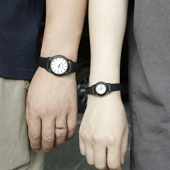 Модерен и романтичен часовници за двойки, символ на любовта Часовници за влюбени унисекс Модерен бизнес дизайн ръчни часовници кожени часовници