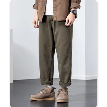 Всесезонни Ежедневието на Обикновен Мек Мъжки костюм Cool Boys с поясным джоб копчета в стил Сафари, Дълги прави Панталони, от Памук Cool Boy