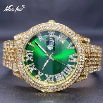 Много нови дамски часовник Geneva Oversize, часовници от муассанита, японски механизъм, водоустойчив, зелен, Reloj de Colores Mujer
