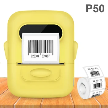 Безжичен принтер за етикети P50 без мастило Bluetooth термопринтер за производство на етикети, машина за залепване на етикет, стикер с баркод с модел 
