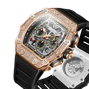 2023 Нови луксозни мъжки часовник ONOLA, уникален модерен дизайн, инкрустирани с диаманти, автоматични механични водоустойчив ръчен часовник за мъже