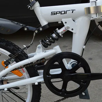 20-инчовият сгъваем велосипед с променлива скорост от високо стомана, обща педал, двоен V-образна спирачка, каране на колело, висококачествена рамка амортисьор под наем 20-инчовият сгъваем велосипед с променлива скорост от високо стомана, обща педал, двоен V-образна спирачка, каране на колело, висококачествена рамка амортисьор под наем 3