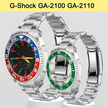 GA2100 GA2110 Набор ленти За часовници С Метална Безелем Гривна За Casio G-Shock GA-2100 GA-2110 Промяна Rolex Корпус От Неръждаема Стомана Каишка