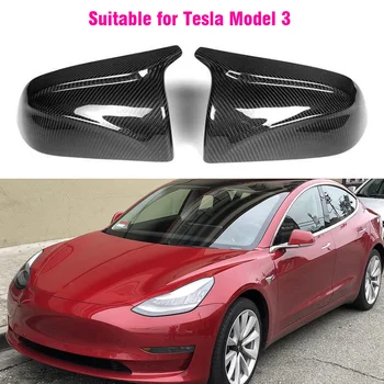 Сменяеми калъфи за Tesla, модел 3, ABS, изработени от въглеродни влакна, оцветени огледално шапки, защита 2017 2018 2019 2020