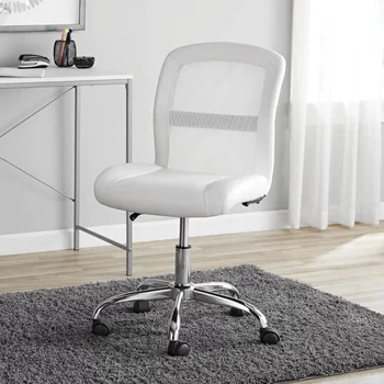 Опорна точка на средната част на гърба, офис стол с винил мрежа, офис стол с възможност за сгъване на облегалката, офис мебели от бял офис стол