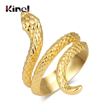 Кинель Модни златни пръстени със змии за жени, тежки метали, пънк-рок, реколтата, бижута с животни, на Едро, директен доставка
