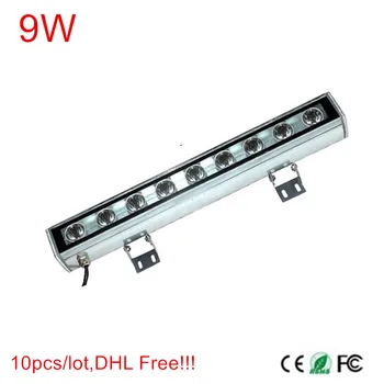 10 бр./лот, безплатна доставка на DHL, 9 Watt led външен лампа DC12V/DC24V/AC85-265V led лампа за измиване на стени