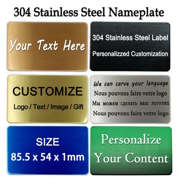 Изработена по поръчка, метални визитка от неръждаема стомана 304, персонални табелка с име, идентификация знак, лого пощенска кутия, икона, идентификация адресна табела
