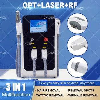 Професионална лазерна епилация 3 в 1 YAG за премахване на татуировки с радиочестотни охлаждане R-F за лифтинг на лицето СПА косметологическое устройство