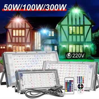 300 w 100 W 50 W LED RGB Прожектор Външно Осветление Водоустойчива IP65 Led Прожектор с Дистанционно Управление, 220v EU Plug Прожектори