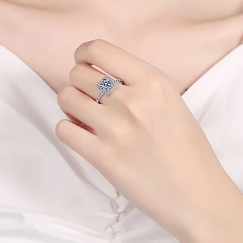 Маркова новост D цвят 1 карата годежен пръстен с лосиным камък S925 сребърен вечното пръстен, годежен пръстен за жени, бижута, подаръци с високо качество Маркова новост D цвят 1 карата годежен пръстен с лосиным камък S925 сребърен вечното пръстен, годежен пръстен за жени, бижута, подаръци с високо качество 3