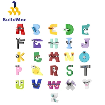 Монтаж на MOC Азбука с мультяшными иновативни творчески блокове, тухли, детски играчки