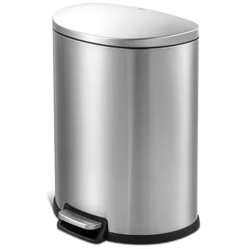 Кофа за боклук Qualiazero обем 13,2 литра, D-образни крака на кухненската кошчето за боклук, неръждаема стомана