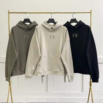 Fw21 Essentials Flocking logo FG Мъжки Блузи в стил Хип-хоп, Пуловер С качулка, Hoody Оверсайз, Високо Качество, Hoody от 7-ми Колекция